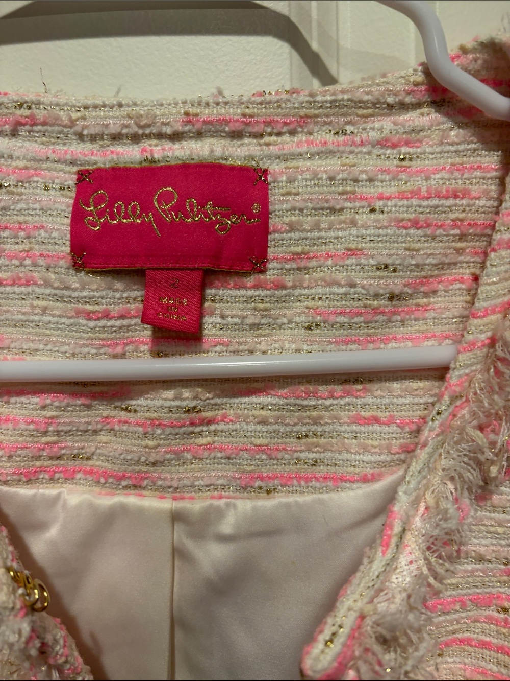 Pink Tweed Cropped Jacket - Picture 2 of 3